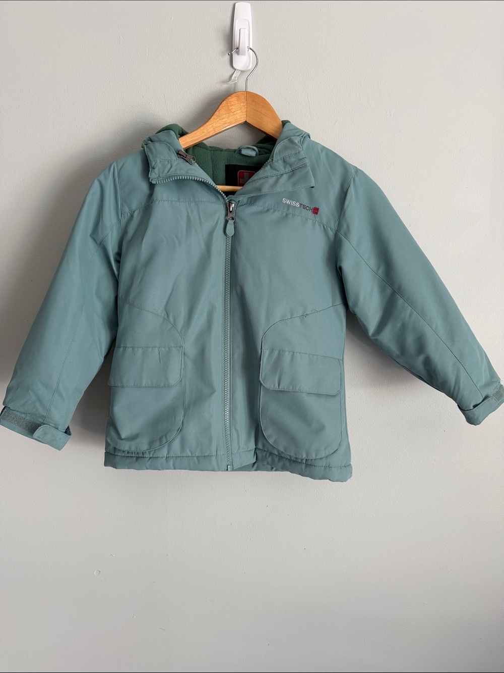 Swiss Tech Kids' Light Green Hooded Puffer Jacket 4-5